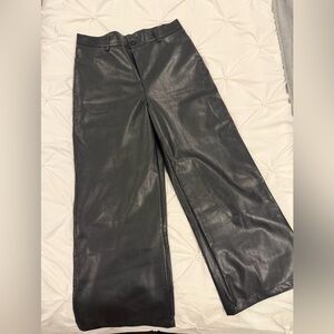 Black Faux Leather Wide-Leg Pants